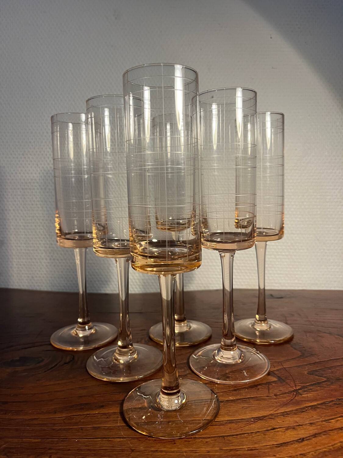 Set of 6 champagne glasses – Studio Nova – Parc Avenue Green Pink – A