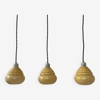 Lot 3 anciennes suspensions en opaline vintage