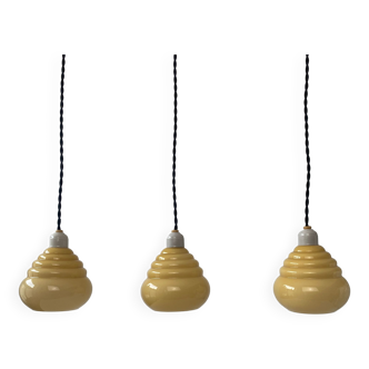 Lot 3 old vintage opaline pendant lamps