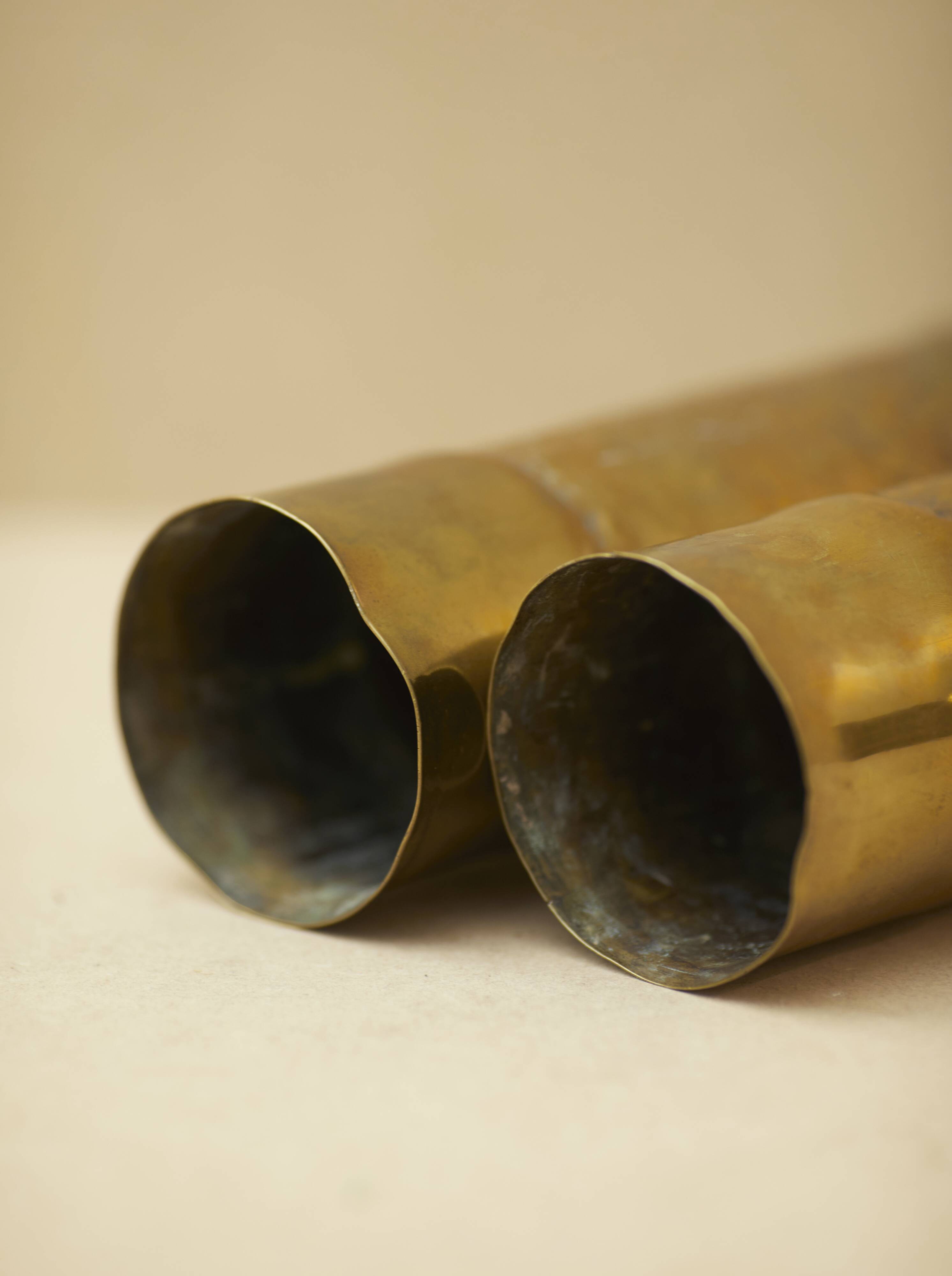 Pair of vintage Art Deco Brass vases Circa 191