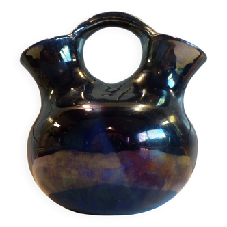 Vase double bouquetière rambervillers en grès flammé
