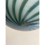 Suspension ovale contemporaine verte et blanche en verre de murano