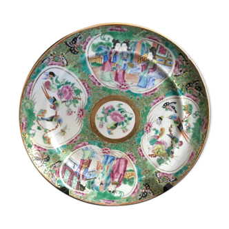 Canton porcelain plate - Character and Bird Decoration - China - 19th Century