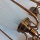 pair of wall-mounted torch lights corner 1950-1960 Arlus or Lunel glass metal