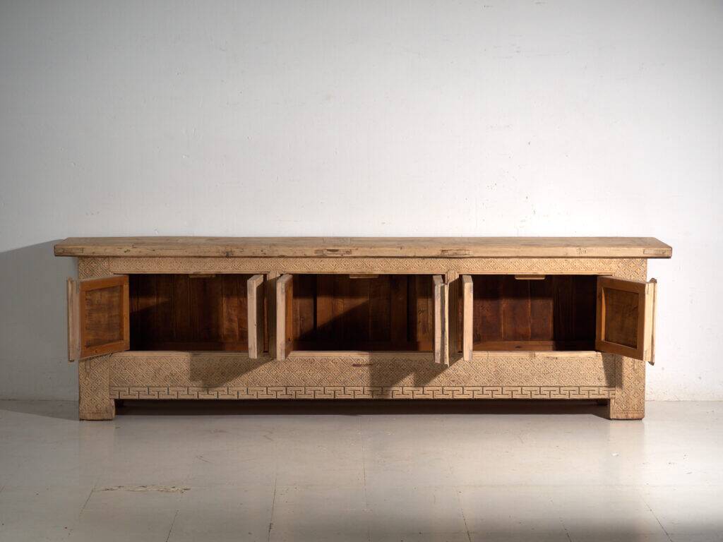 Old carved pine wood buffet – Gansu, around 1900