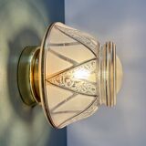 Vintage Art Deco white and gold glass globe wall/ceiling light.