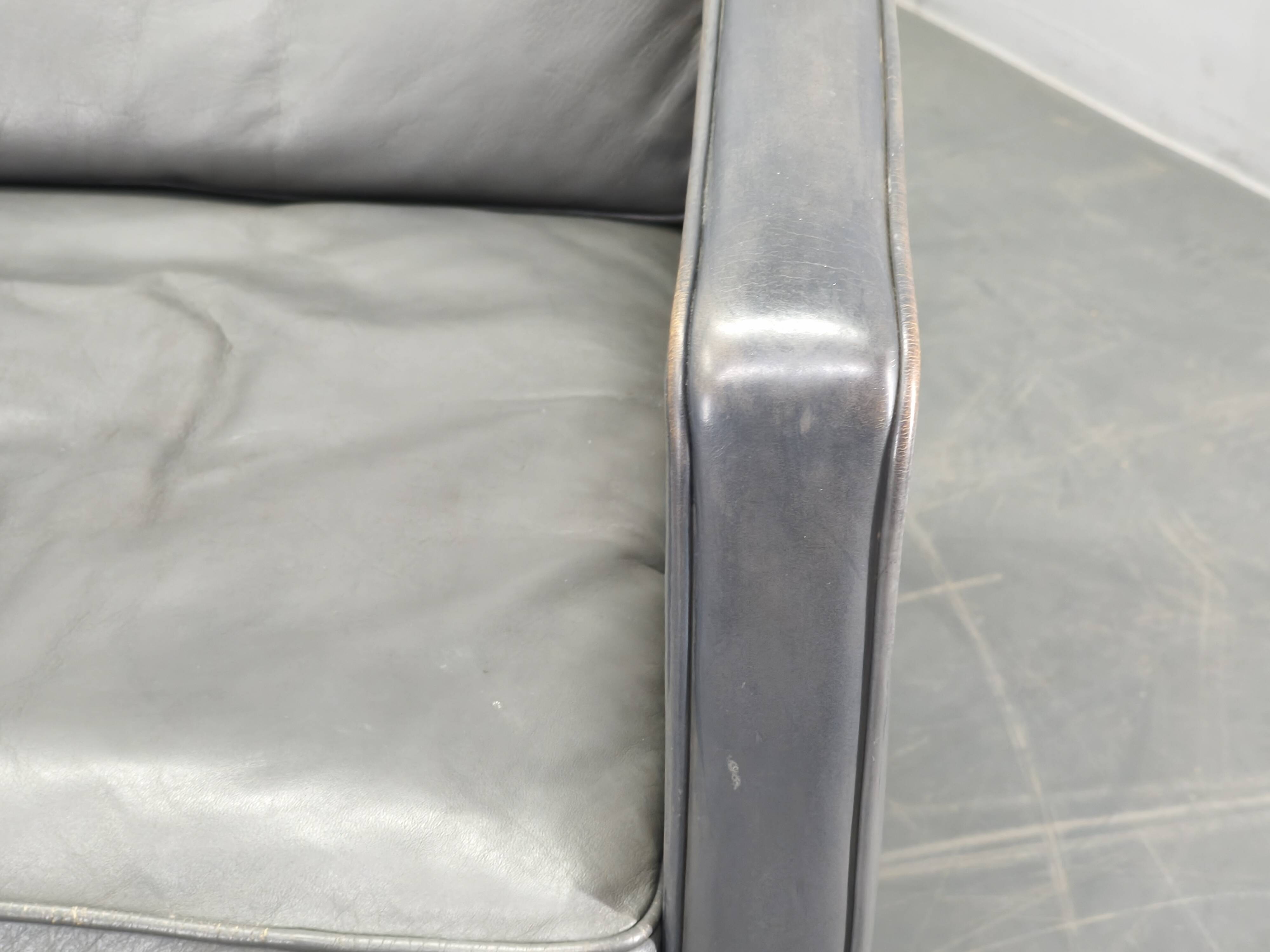 Pair of Leather Lounge Chairs by Børge Mogensen for Fredericia 1970s