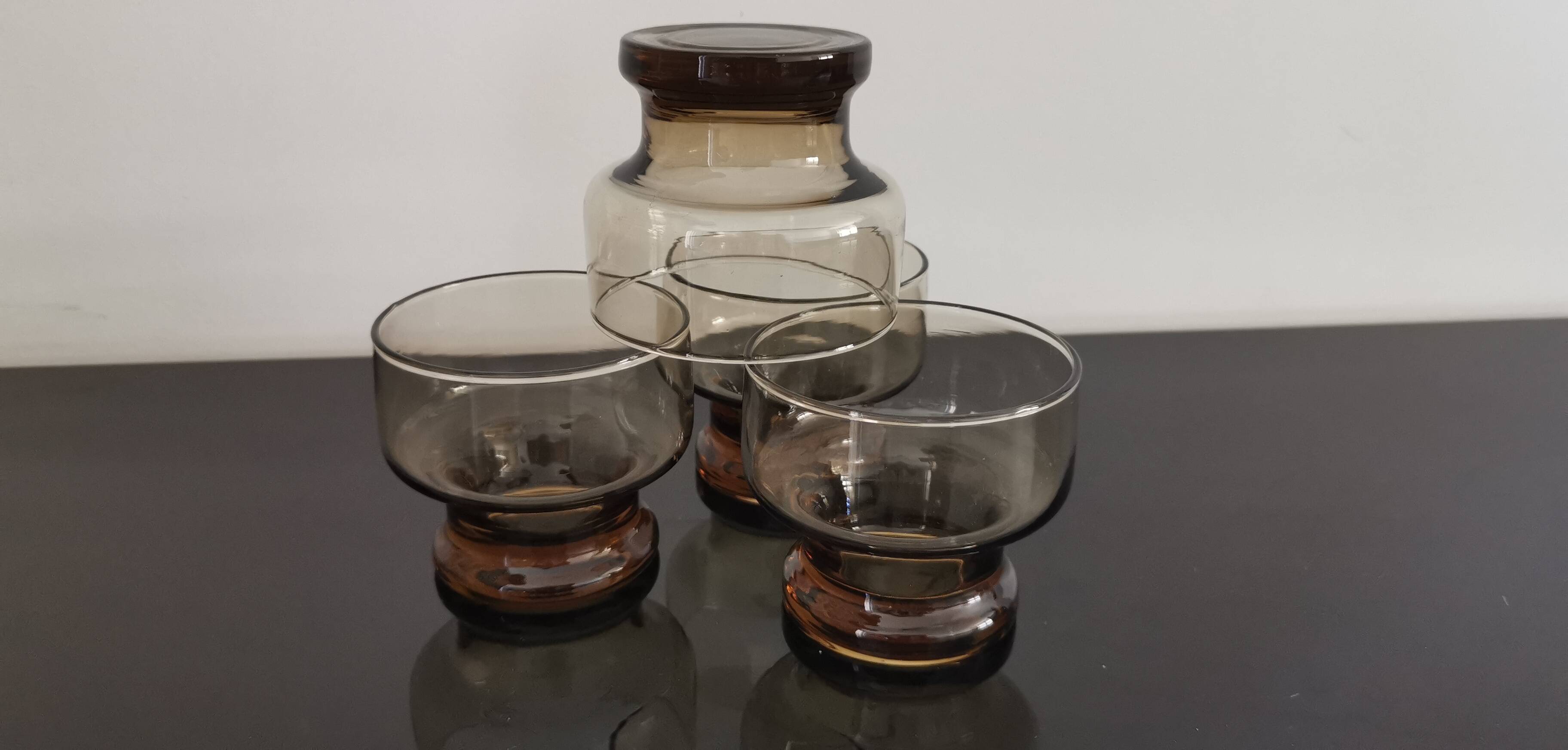 4 vintage 70s smoked glasses