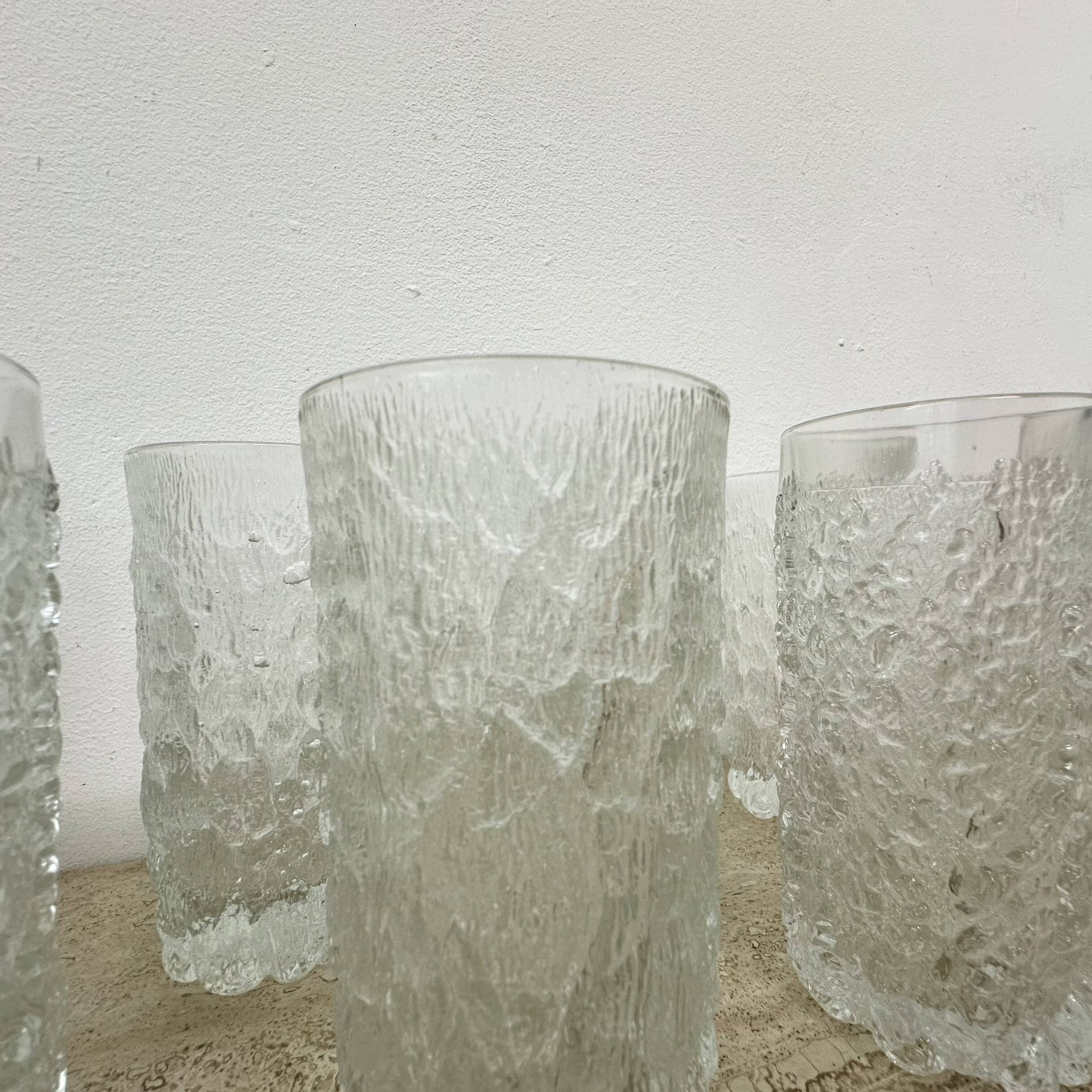 Set of 9 bark glass drink glasses by Goebel charlottenhutte, 1970s, Germany