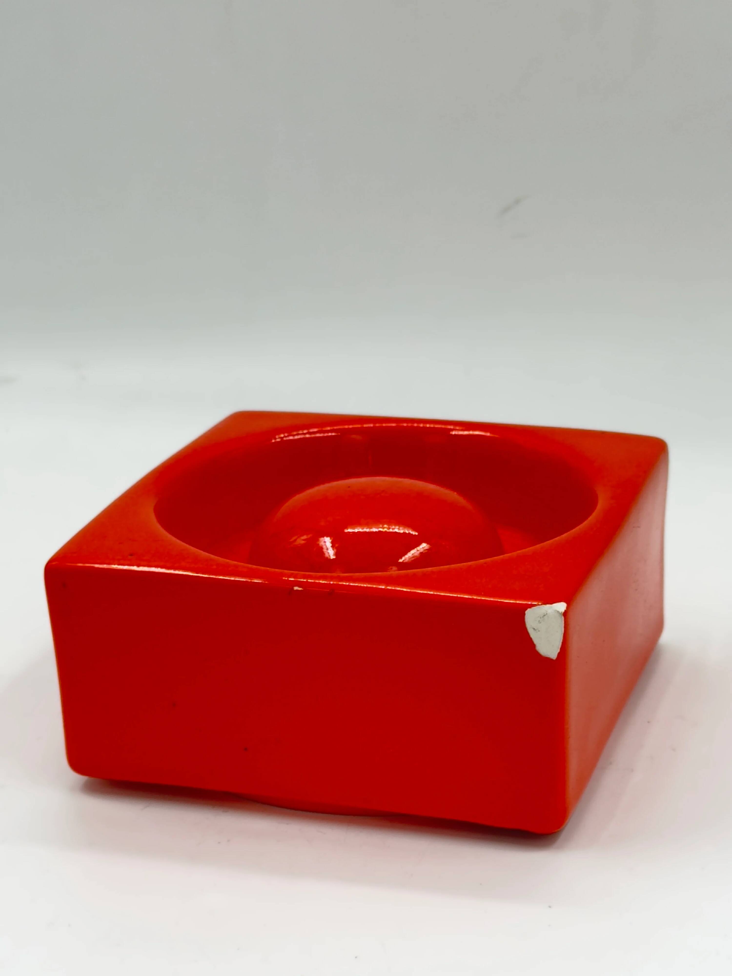 Cendrier vintage en céramique orange Sicart