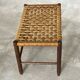 Mid Century wooden stool with a woven sisal seat