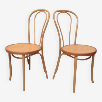 Paire de chaises en bois courbé bistrot