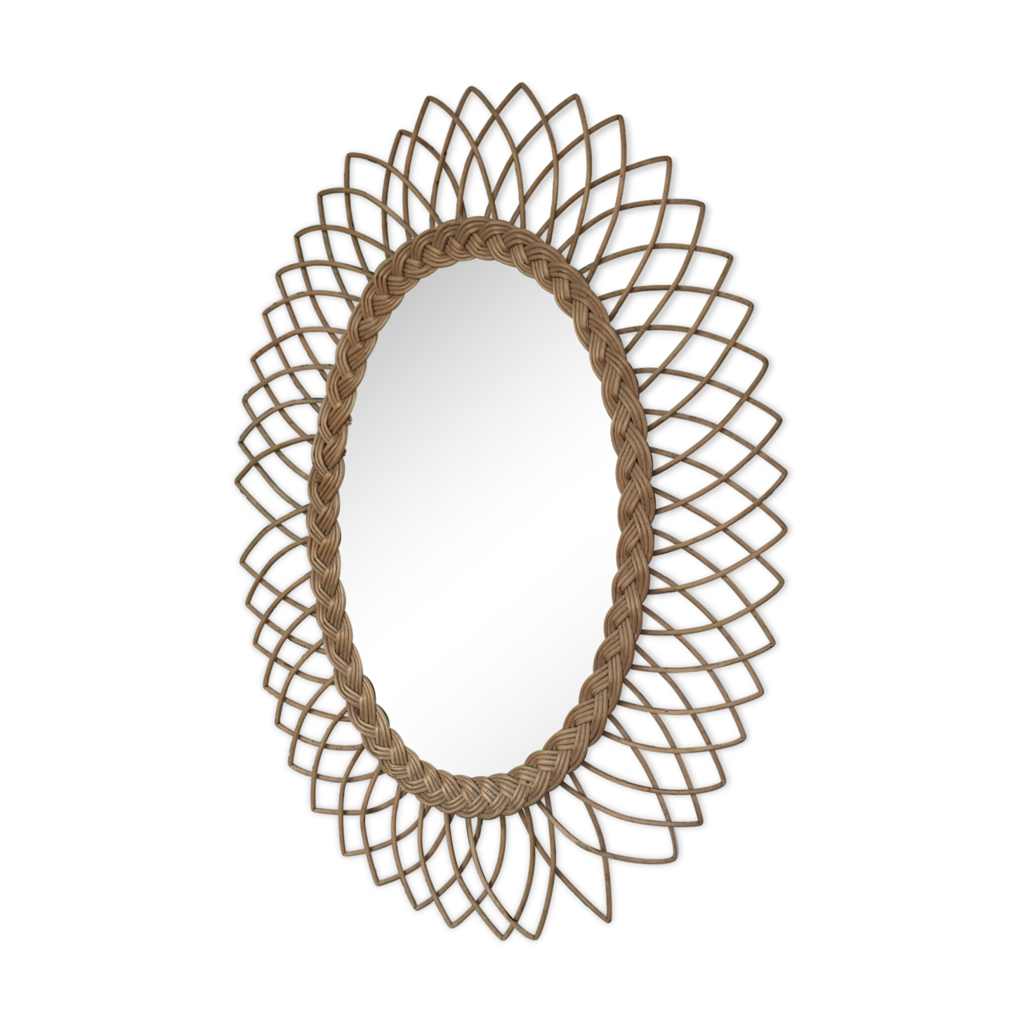 Vintage rattan mirror, 1960