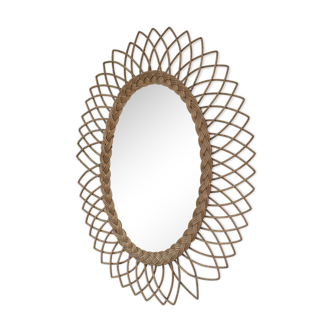 Vintage rattan mirror, 1960