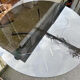 Dining table design 1970 chrome thick top smoked glass slab