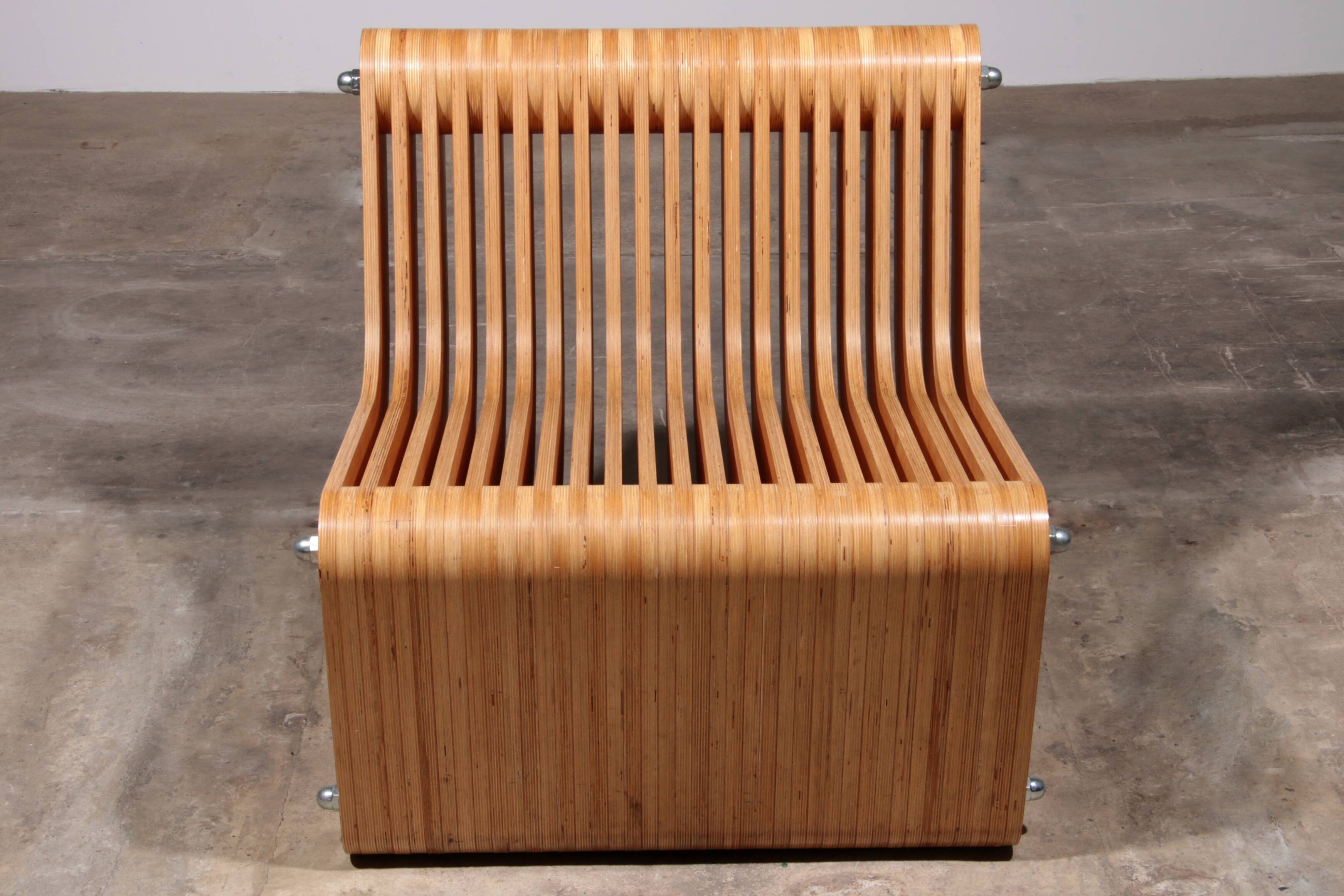 Vintage Beech Plywood Lounge Chair with Bolt Construction