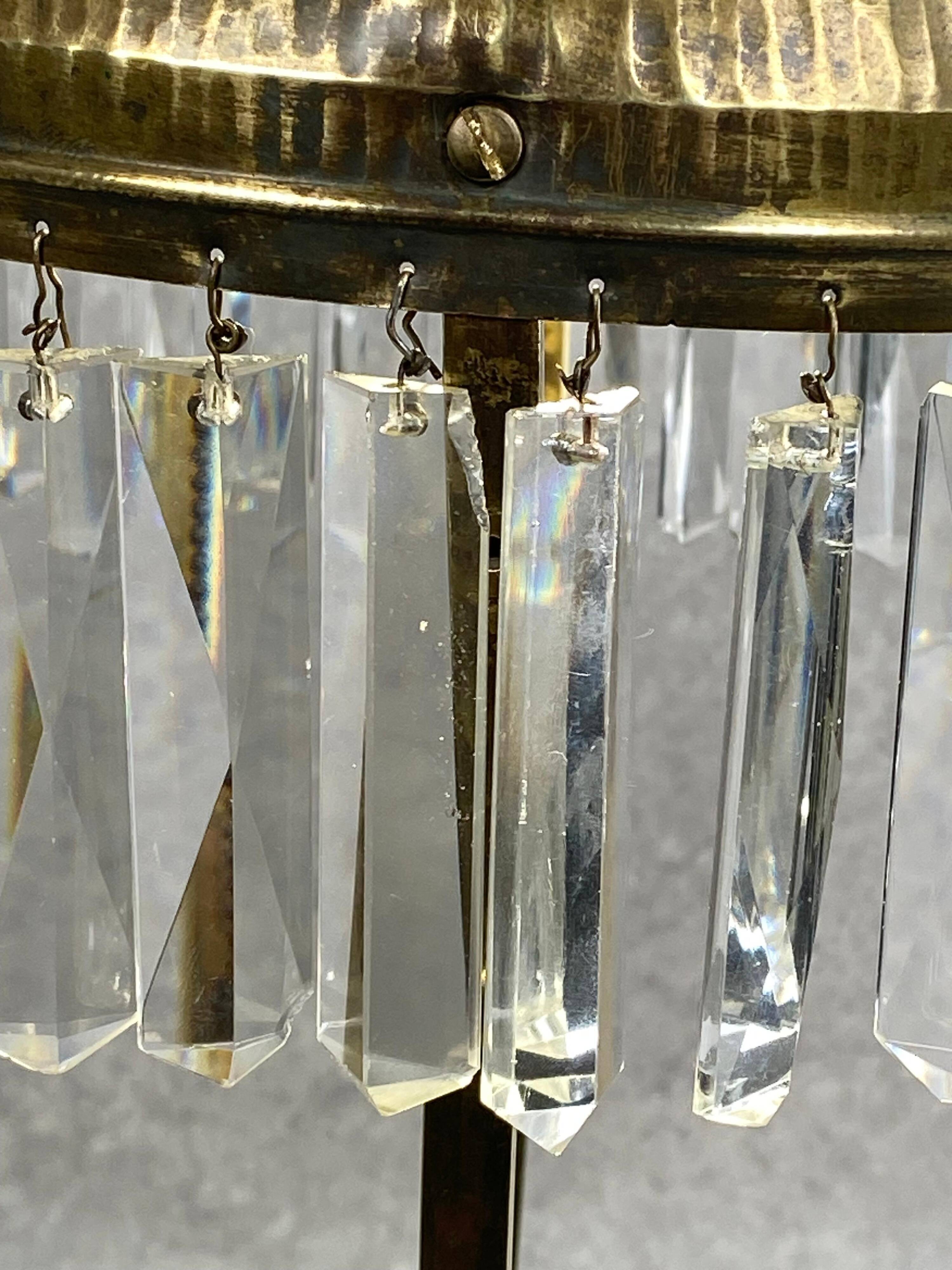Large Jugendstil desk lamp with crystals