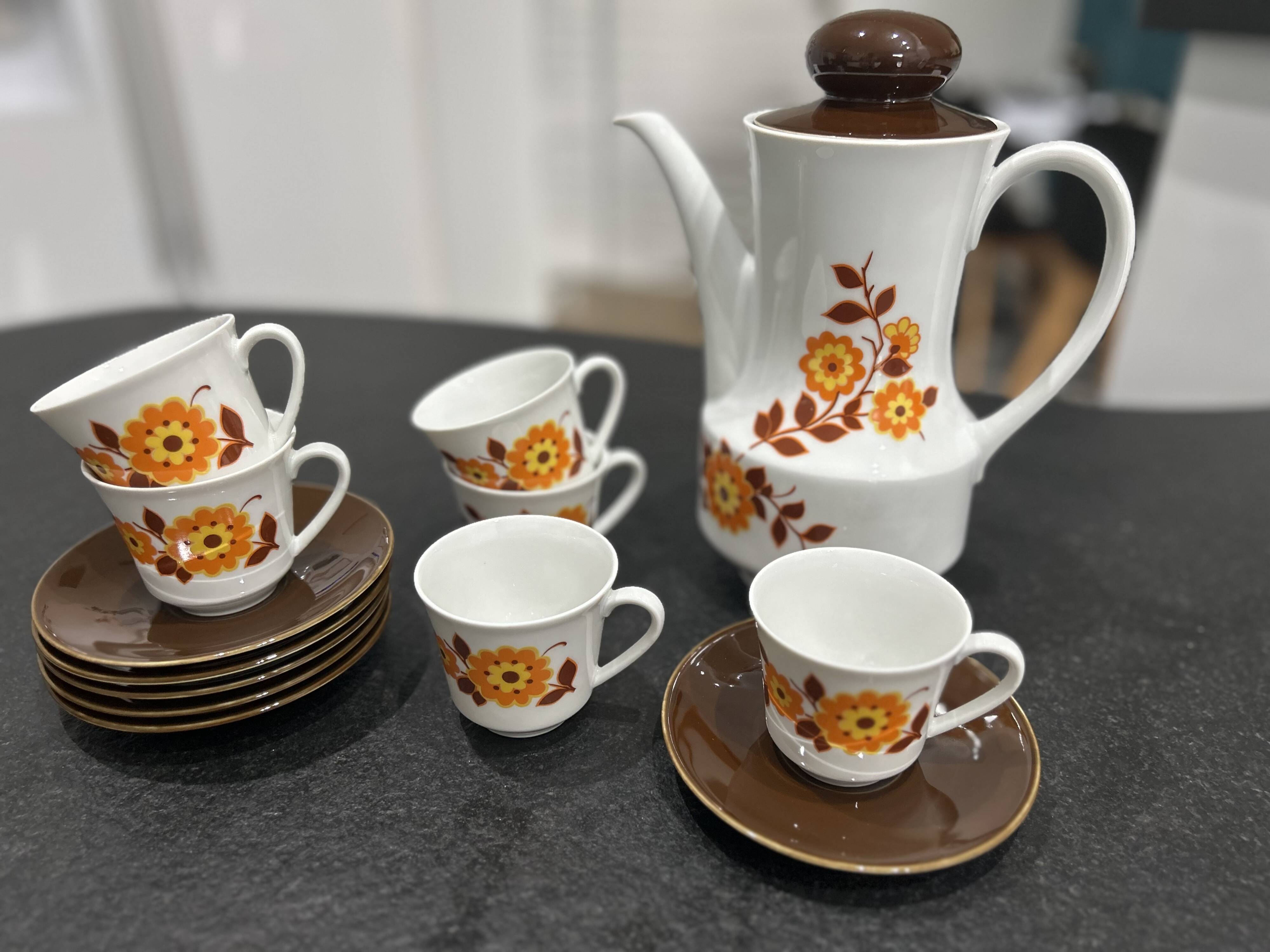 Service à café ou thé en porcelaine Seltmann Weiden K W.Germany Bavaria - années 70 Vintage