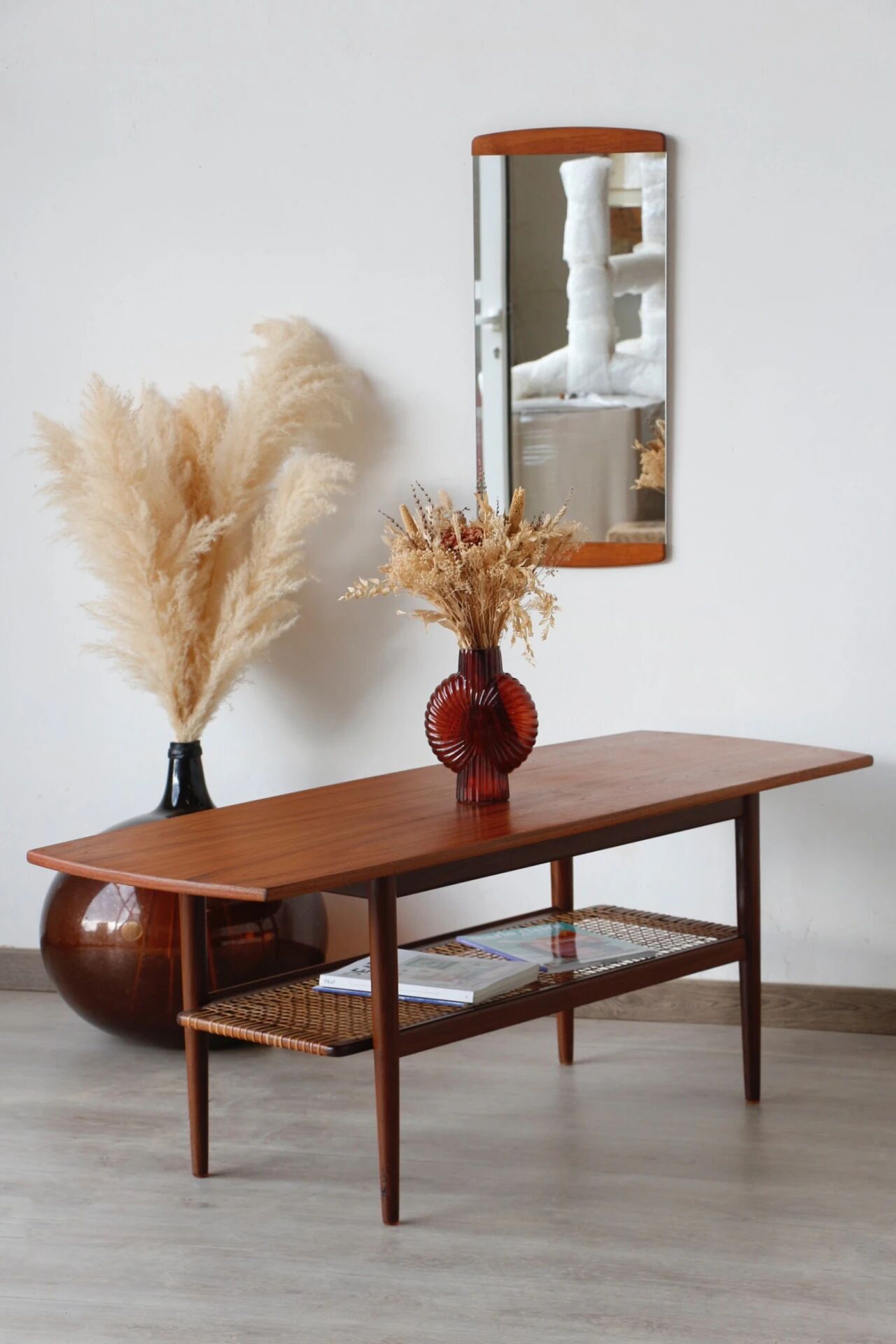 Table basse danoise double plateau en teck 1960