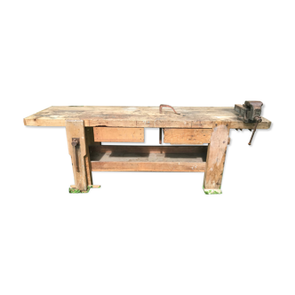 Old  wooden workbench with drawers