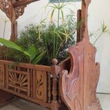 Solid teak carved swing cradle