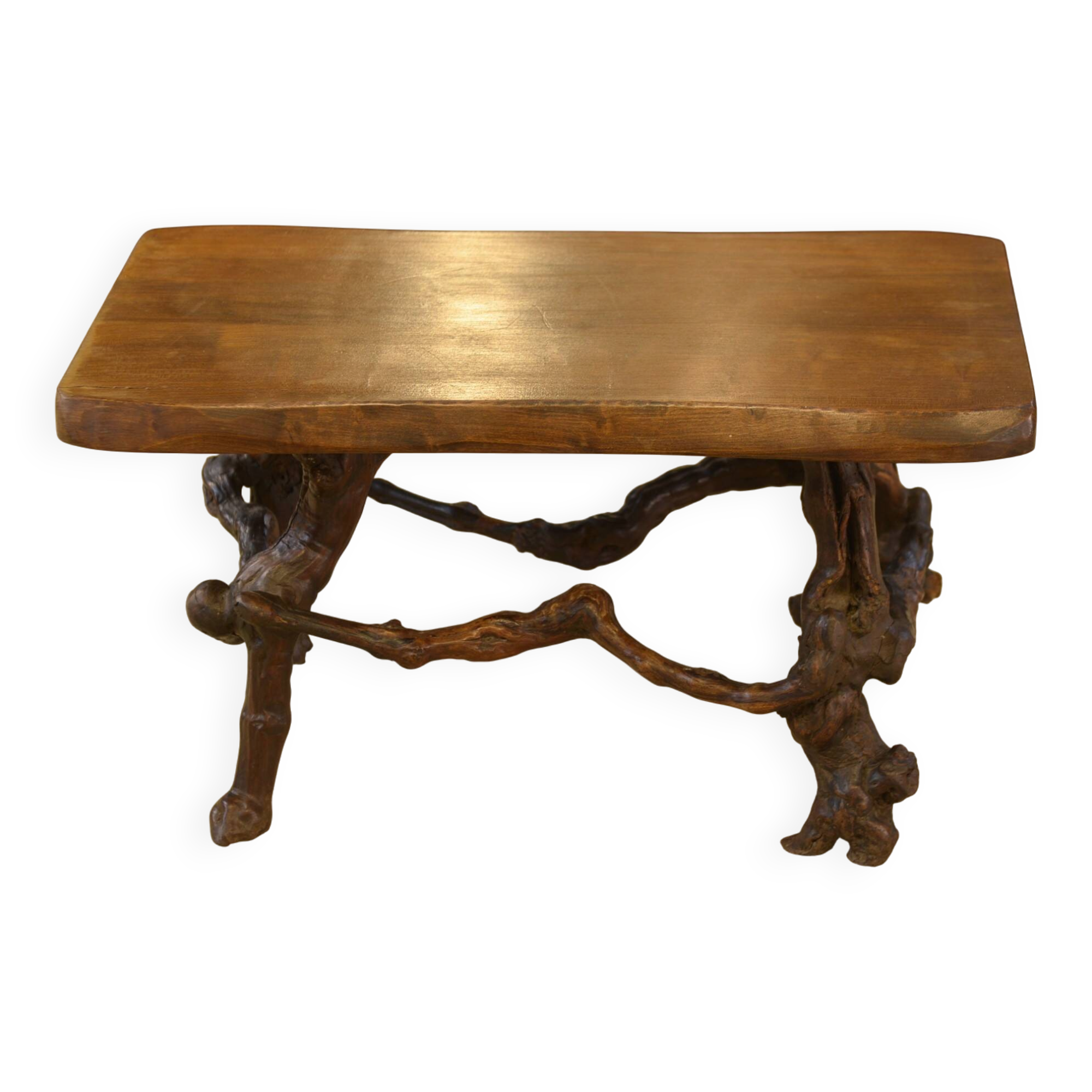 Brutalist side table/coffee table in elm from the 1950s.