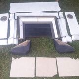 Fireplace XIX ° marble louis XV style with narrowed and floor slabs