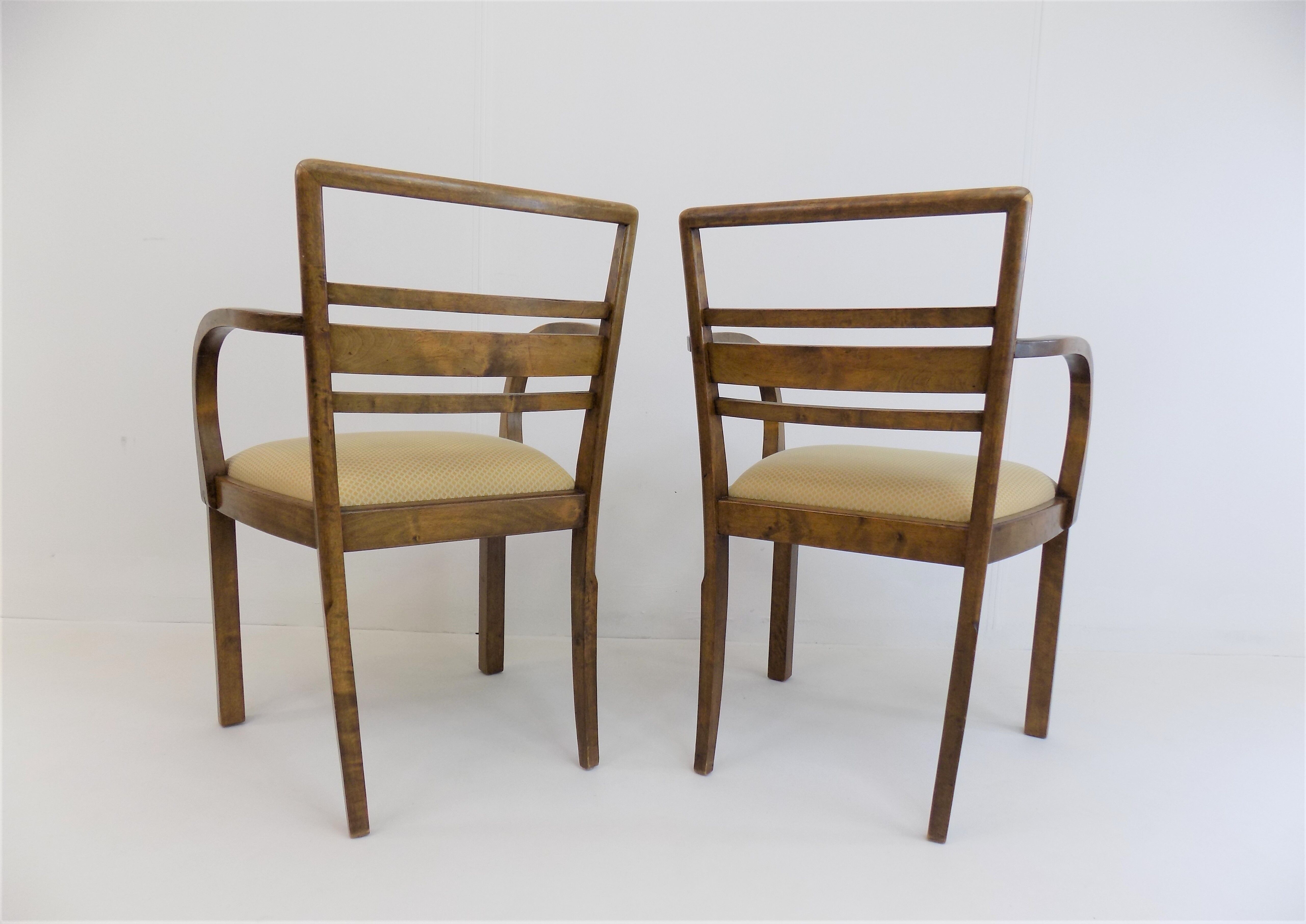 Set of 2 Art Deco chairs in birch burl
