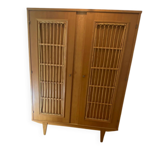 Armoire vintage bois/rotin