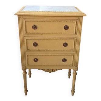 Antique small side table, Louis XVI style chest of drawers