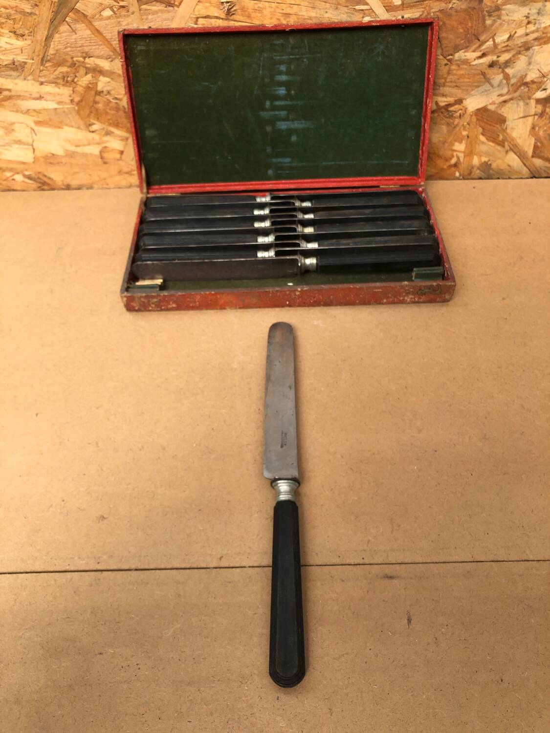 Series 11 old bailly langres knives vintage blackened horn handles