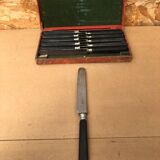 Series 11 old bailly langres knives vintage blackened horn handles