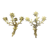 Bougeoirs muraux de style rococo. Bronze massif doré.