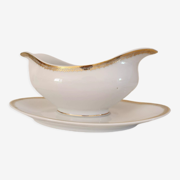 Saucière Limoges white and gold
