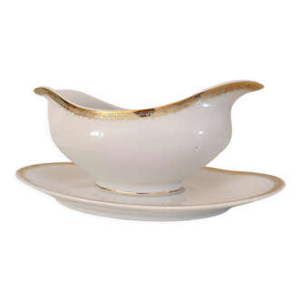 Saucière Limoges white and gold