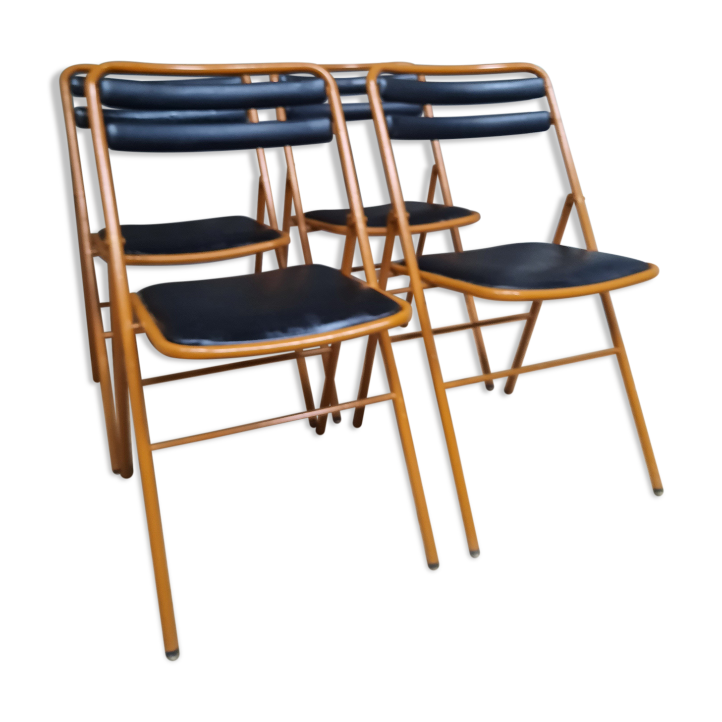 4 folding chairs metal and skai