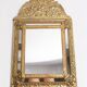 Medium vintage mirror with a decorative gold and blue metal frame, Italy, 1960s.