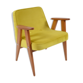 Vintage velvet armchair 366, designer J. Chierowski, restored, yellow velvet