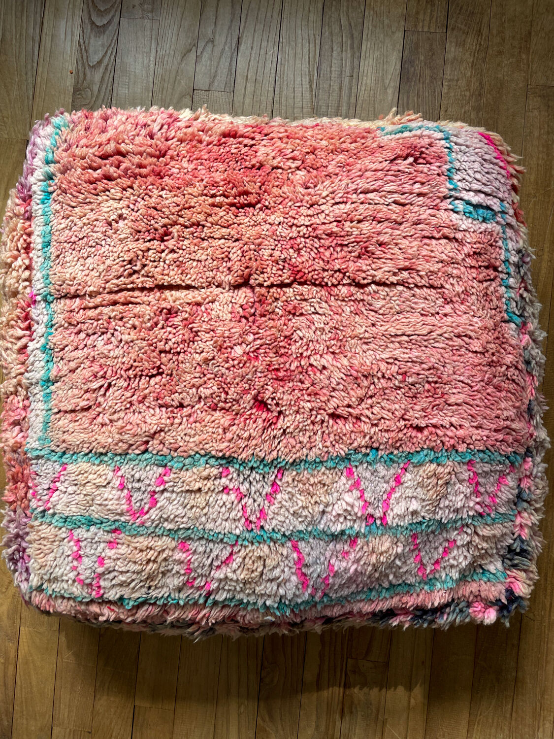 Moroccan bohemian pouf pale pink and green