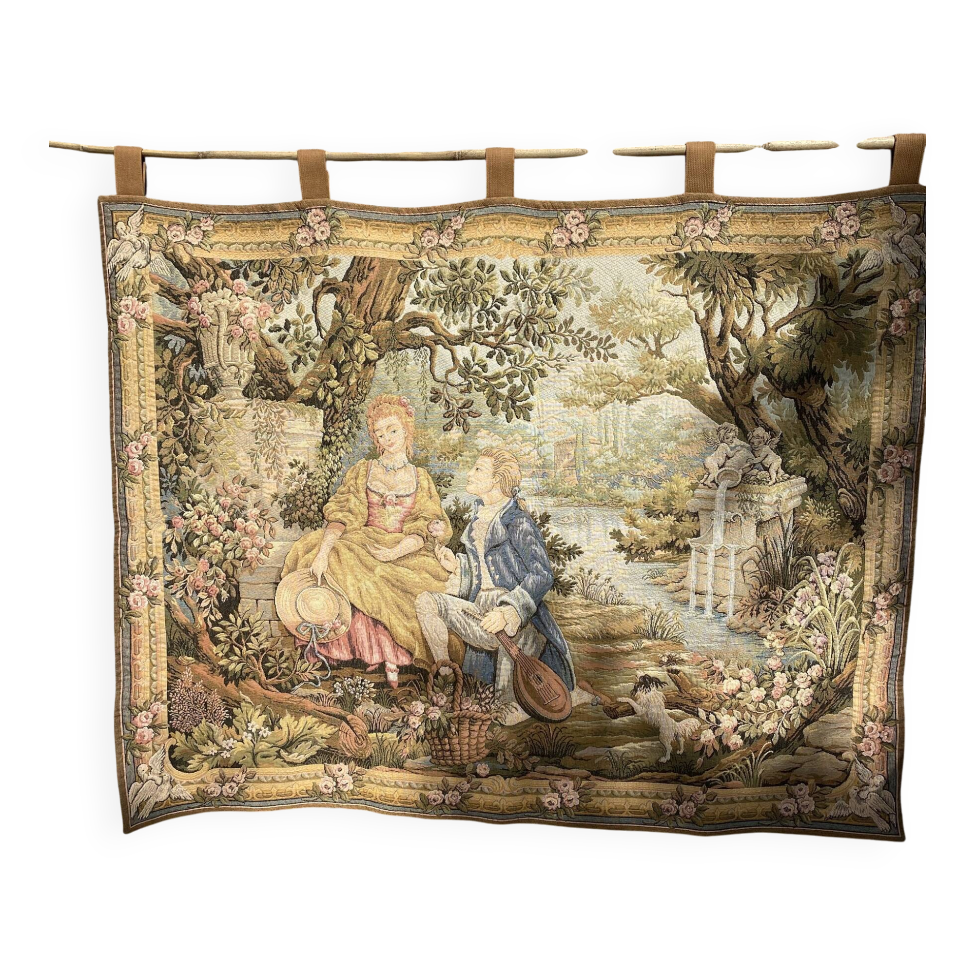 Tapisserie murale romantique "Jardin d'Amour", Franklin Mint, France