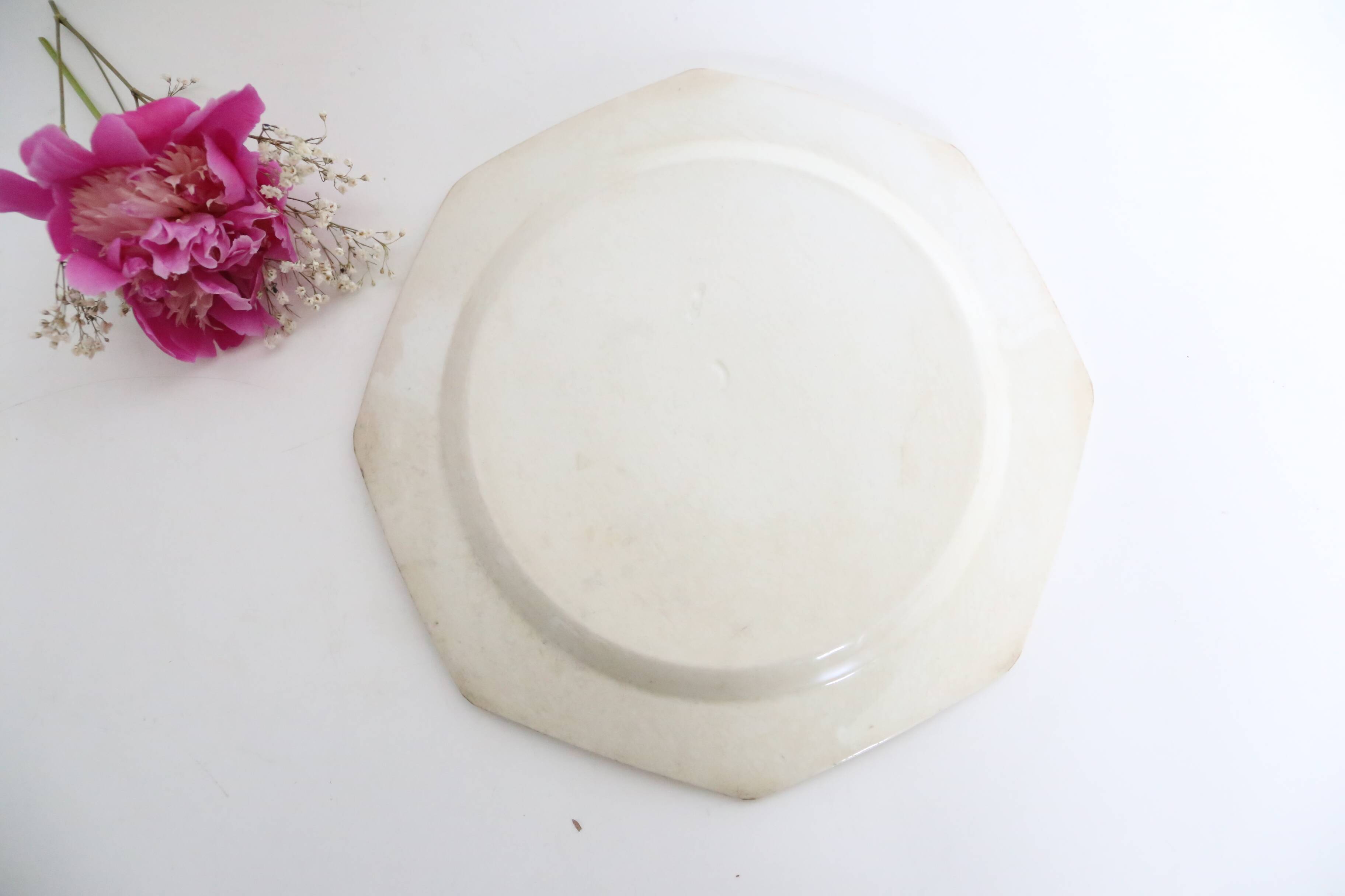 Creil and Montereau plates, 19th century, Perle model, ivory / set of 3