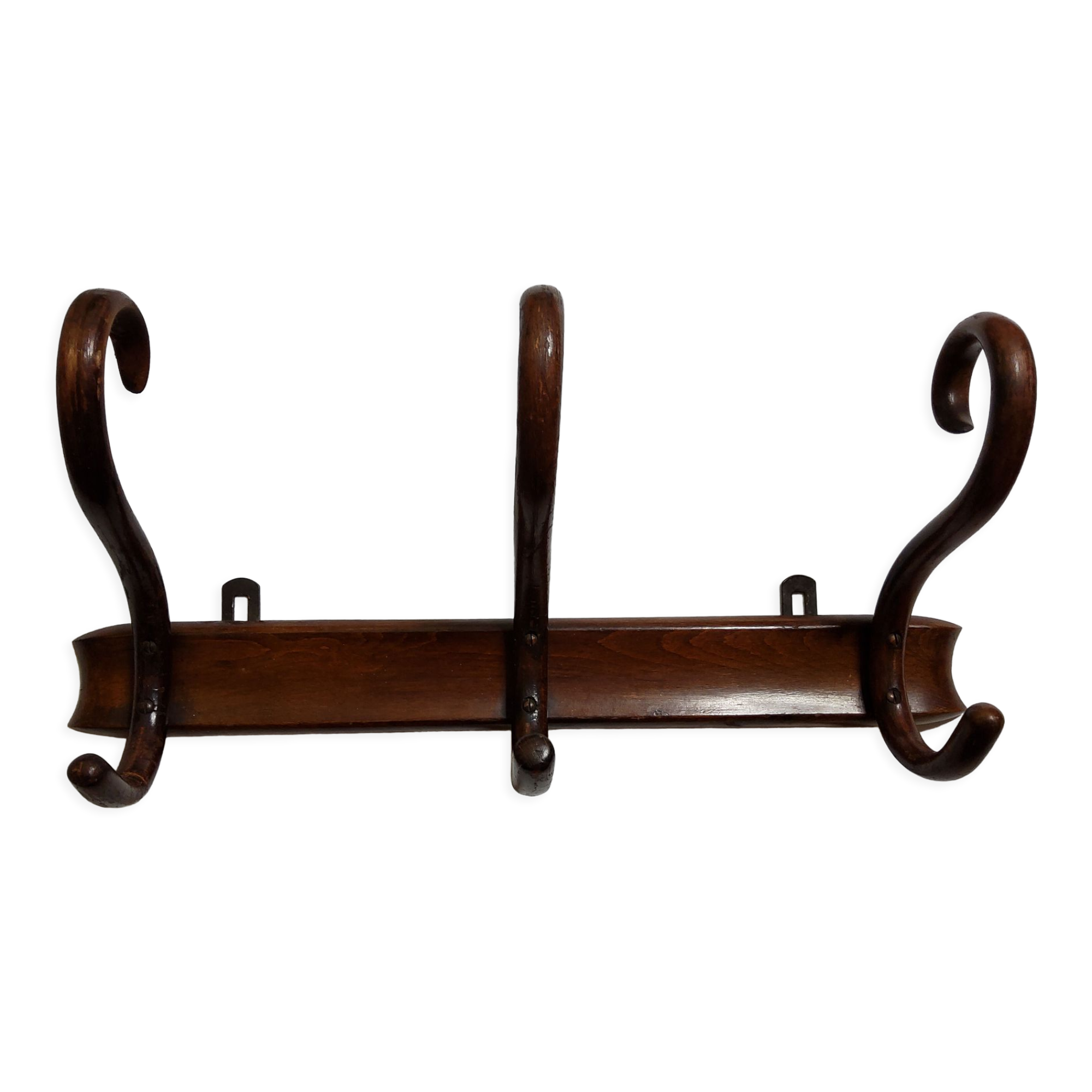 Coat rack in curved wood 1900, Michael Thonet, signed, 3 hooks