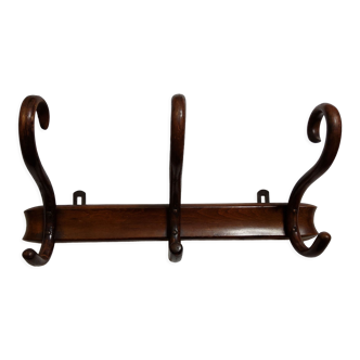 Coat rack in curved wood 1900, Michael Thonet, signed, 3 hooks