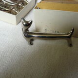 12 silver metal knife holders 6 dogs and 6 cats