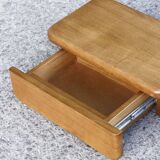 Pair of floating bedside tables in solid elm, France 1980s