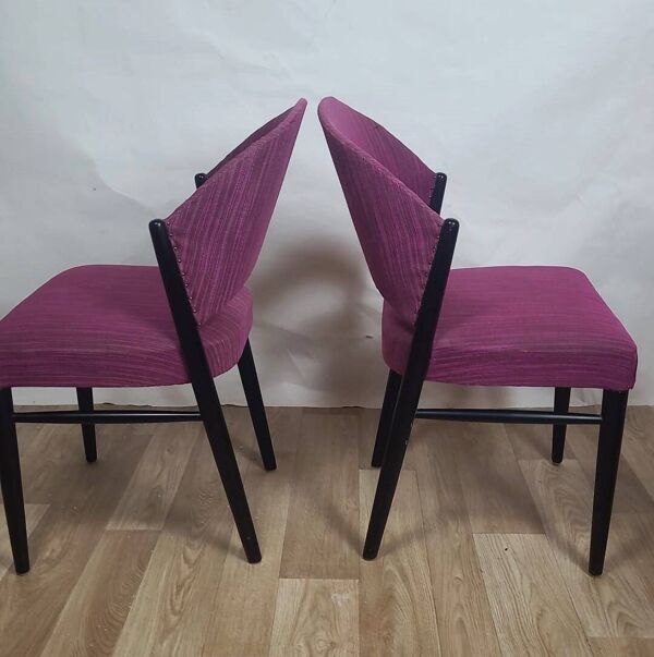 4 chaises vintage en tissu violet