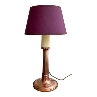 Copper lamp, cable 2 m, fabric shade