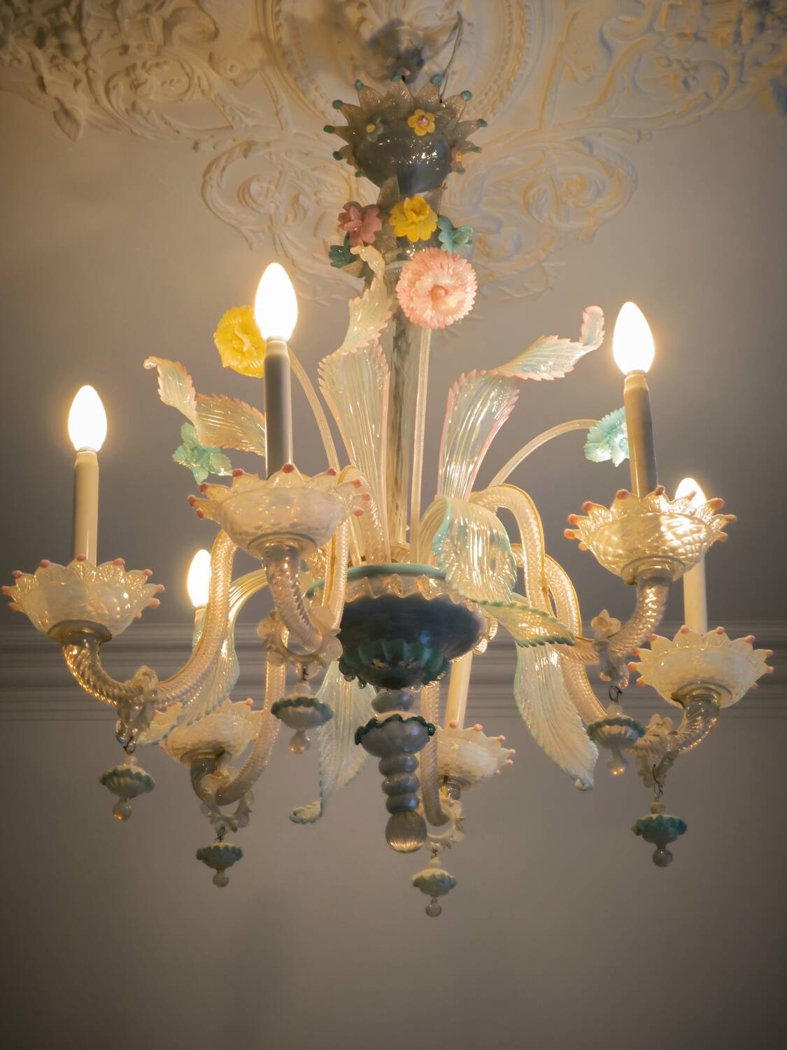 Multicolored Murano glass chandelier circa 1900