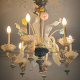 Lustre en verre Murano multicolore vers 1900