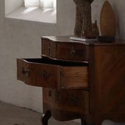 18th century, antique Danish baroque serpentine chest of drawers in walnut.